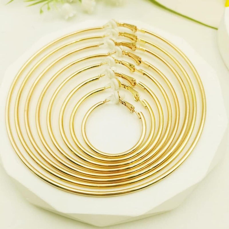 CSIYANJRY99 Gold Clip On Hoop Earrings Non Piercing Nightclub DJ Big Hoop Earrings for Women - Image 3